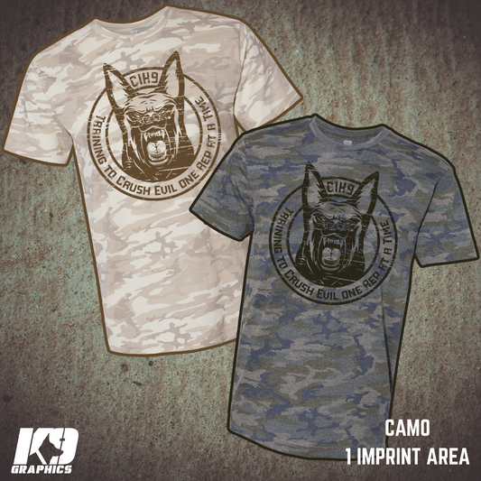 CAMO Custom T-Shirts – Single Color Front or Back Print (Artwork Included) - Minimum 25