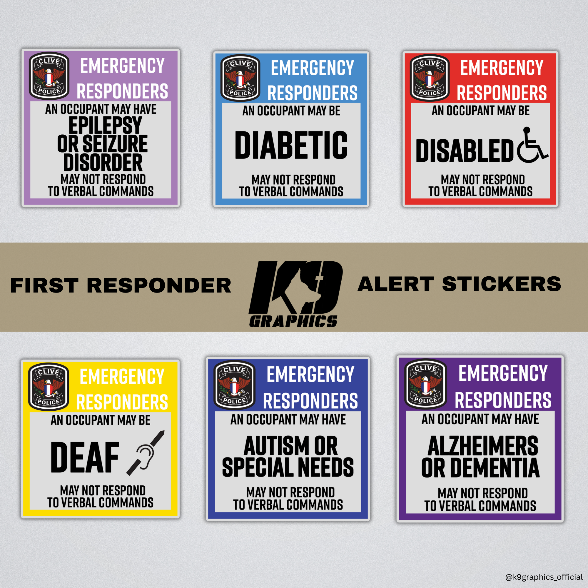 Emergency Awareness Stickers Kit - Customized For Your Department – K9 ...